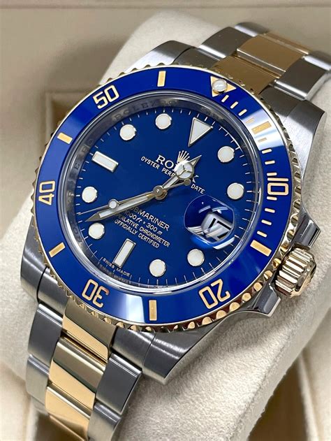 rolex submariner blue gold and steel|rolex submariner date 126613lb.